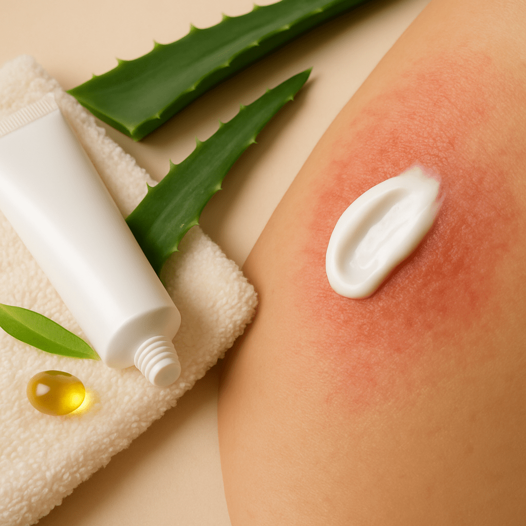 Crema con extracto de aloe vera para alivio de irritación perianal por hemorroides
