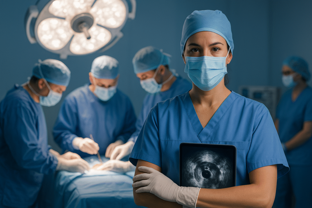 Equipo quirúrgico especializado en cirugía colorrectal para el tratamiento de fístula anal recidivante